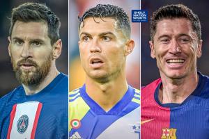 五大联赛历史射手榜：梅西496球第一，C罗495球第二莱万377球第三